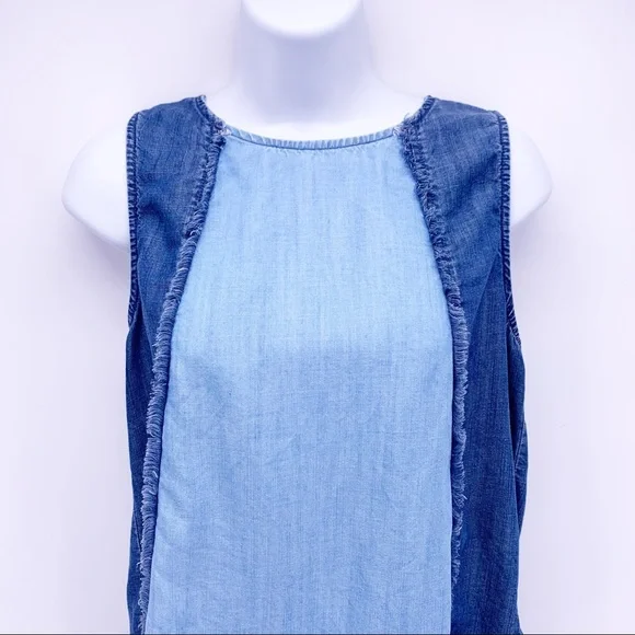Anthro Cloth + Stone Chambray Open Back Tank Top - Picture 2 of 6